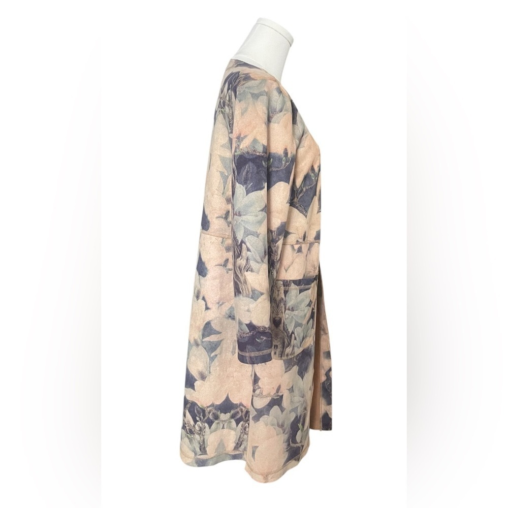 Anthropologie solitaire BOHO Floral Long Sleeve faux suede cardigan Sz Small - Picture 4 of 7
